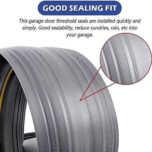 ToLanbbt 12Ft/3.7M Universal Garage Door Rubber Threshold Strip with 300ml Black Adhesive/Sealant, Weatherproof Seal Strip DIY Weather Stripping Replacement (Grey+Yellow) - Image 3