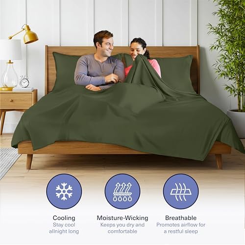 Kickoff Viscose Bamboo Sheets Full Size 4-pc 100% Organic Bamboo Viscose Bed Cooling Sheets Full Size Set Cool Bedding for hot Sleepers Sheet Set - Gift Ready Packaging (Green, F) - Image 4