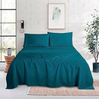 Mocassi Queen Size 4-Piece Bed Sheet Set - 1800 Premium Hotel Quality Microfiber 18-24 Inches Extra Deep Pocket Fitted Sheet- Luxury Soft, Breathable, Wrinkle, and Fade Resistant, Marine Blue - Image 2