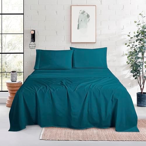 Mocassi Queen Size 4-Piece Bed Sheet Set - 1800 Premium Hotel Quality Microfiber 18-24 Inches Extra Deep Pocket Fitted Sheet- Luxury Soft, Breathable, Wrinkle, and Fade Resistant, Marine Blue - Image 2