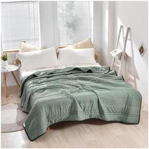 Summer Cooling Comforter, Lightweight Breathable Quilt, Double-Sided Cool Touch Fabric, Year-Round Use(Military Green,59x79in) by Unknown