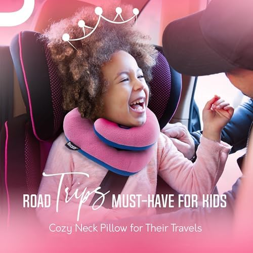 BCOZZY Kids Travel Neck Pillow 2-Pack – Small Light Blue & Small Navy – Patented Wraparound Neck & Chin Support for Travel, Car Seat & Plane Sleep - Image 3