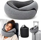Travel Pillow for Airplanes, Memory Foam Neck Pillow with Chin Support, Gray - Image 2