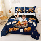 Erosebridal RV Camper Queen Comforter Set, Outdoor Camping Themed Bedding Sets for Kids Girls Boys, Fun Summer Campsite Quilt Bed Set, Hiking Camping Lover Gifts Bedroom Decor - Image 6