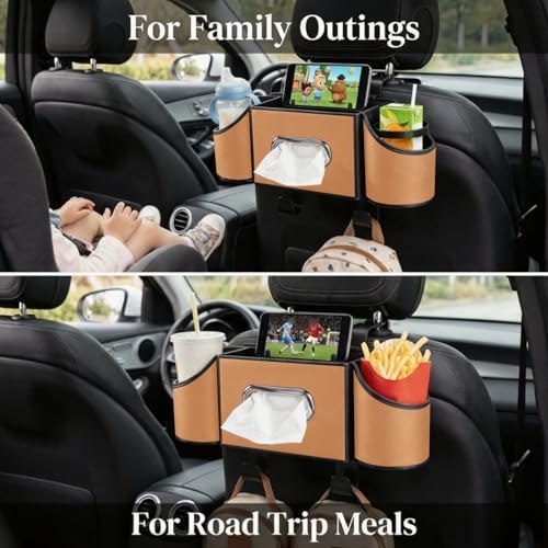 Back Seat Car Organizer, Nappa Leather Seat Organizer with Cup Holders - Image 3