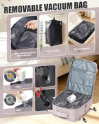 Vacuum Seal Travel Backpack with Air Pump Vacpack Waterproof Carry On Backpack for Travel Bag Women with Vacuum System Compression Airlines Approved Daypack Laptop Hiking Space Saver Bags PinkPurple - Image 3