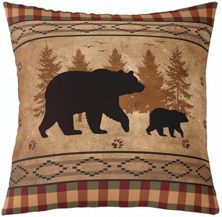 Feelyou Bear Rustic Throw Pillow Covers Soft 18" x 18" - Image 2