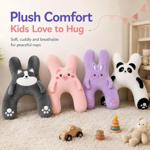 Ride Pillow for Kids Adjustable Plush Car Seat Neck Support with Armrest - Image 3