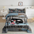Erosebridal Rustic Farmhosue Down Comforter Queen Camper Bedding Set for Travel Trailers,Happy Rv Camping Comforter Set,Campsite Bed Set for All Season,2 Pillow Cases Blue Grey Black by Erosebridal