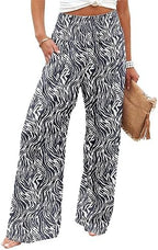 Angerella Womens Elastic High Waisted Palazzo Pants Casual Wide Leg Long Lounge Pant Trousers with Pocket by Angerella
