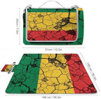 Large Outdoor Beach Blanket Red Yellow Green Rasta Flag Waterproof SandProof Picnic Mat Family Picnic Camping Blanket with Carry Strap - Image 2