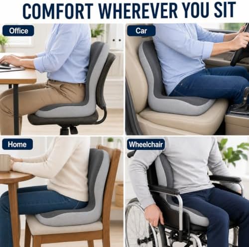 Ergonomic Memory Foam Seat Cushion for Tailbone Pain Relief, Suitable for Office Home Chair, Car and Wheelchair (Light Gray) - Image 5