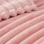 Exclusivo Mezcla Striped California King Fleece Bed Blanket, Pink - Image 4