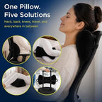 Next-GEN SleepLog Bone Shaped Chiropractic Neck Pillow – Adjustable Fill Cervical & Lumbar Support with 60" Positioning Strap – Latex Free – Full 15"x7" Black - Image 2