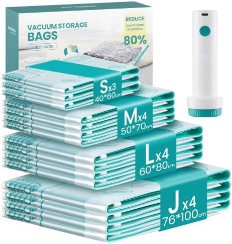SONGMICS Vacuum Storage Bags, Rechargeable Portable Electric Pump, 15 Pack by SONGMICSbySONGMICSHOME