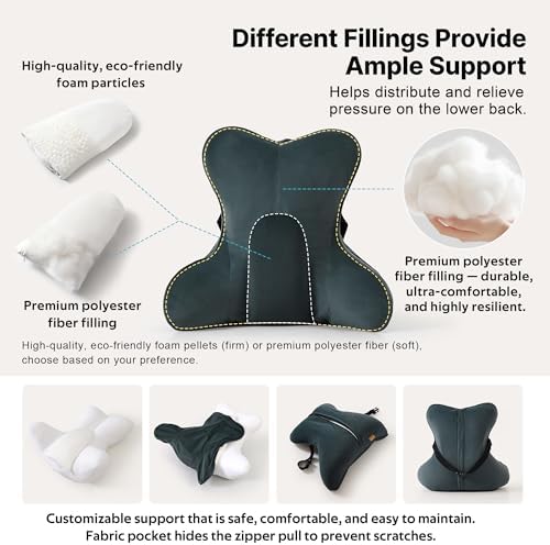 Lumbar Support Pillow(Pat. Pend) for Lower Back Pain Relief – Multi-Functional Ergonomic Lumbar Cushion, Reading Pillow for Office Chair, Car Seat & Sofa,Charcoal Gray - Image 3