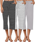 Ekouaer 3 Pack Women Capri Pajama Pants Lounge Pants Pj Bottom with Pockets by EKOUAER