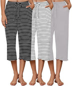 Ekouaer 3 Pack Women Capri Pajama Pants Lounge Pants Pj Bottom with Pockets by EKOUAER