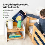 Ocodile The Original Kids Nightstand for Floor Beds, Solid Wood Small Bedside Table with Book Pocket, Low Tiny Nightstand for Nursery, Toddler & Kids Room, Montessori Style Side Table - White - Image 4