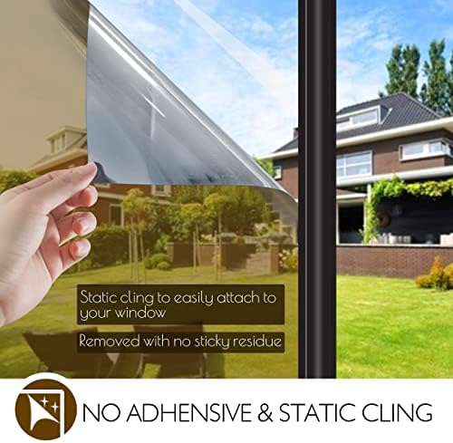 HIDBEA One Way Privacy Window Film,Heat Blocking, Brown,29.5in x 6.5ft - Image 5