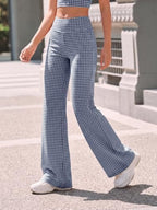 Aoysky Womens Wide Leg Gingham Yoga Pants High Waist Casual Lounge Pants - Image 4