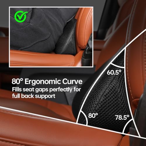 Aerovia Oegive 1P Car Lumbar Support with Ergonomic Structure, Suitable for Office Chairs, Gaming Chairs and Car Seats, Memory Foam Material with Breathable Mesh Fabric, Long-Lasting Lumbar Support - Image 3