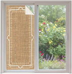 Window Privacy Film Frosted, Taupe Gray Botanical Non-Adhesive Static Cling Window Tint, Vintage Florals Geometric Minimalist Insulated Windows Frosted Films for Living Room, 35.4 x 78.7 Inches by Unknown