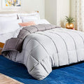 Linenspa Down Alternative Comforter, Stone/Charcoal, Oversized Queen by Linenspa