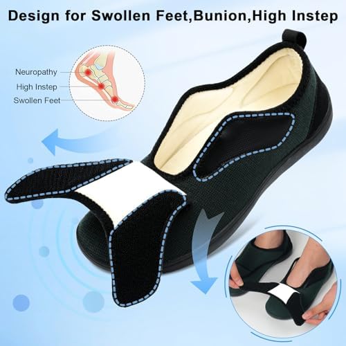 Scurtain Mens House Slippers Comfortable Wide Diabetic Orthopedic Shoes - Image 2