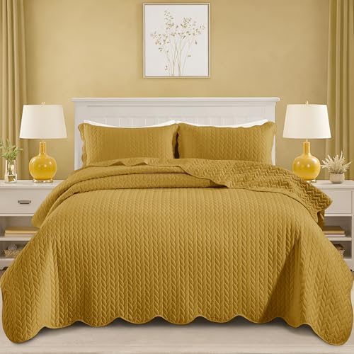 IR Imperial Rooms California King Quilt Bedspread Ochre Leaf 8-Pack - Image 6