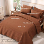 Love's cabin Quilts for Queen Bedspreads, 7 Pieces Bed in a Bag, Umber - Image 2