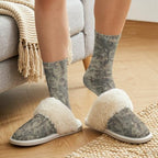 Fuzzy Slippers for Women Washable Cotton Slippers with Crew Socks - Image 4