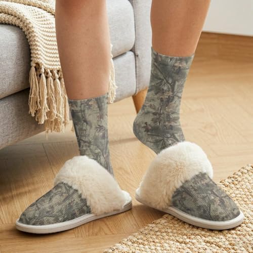 Fuzzy Slippers for Women Washable Cotton Slippers with Crew Socks - Image 4