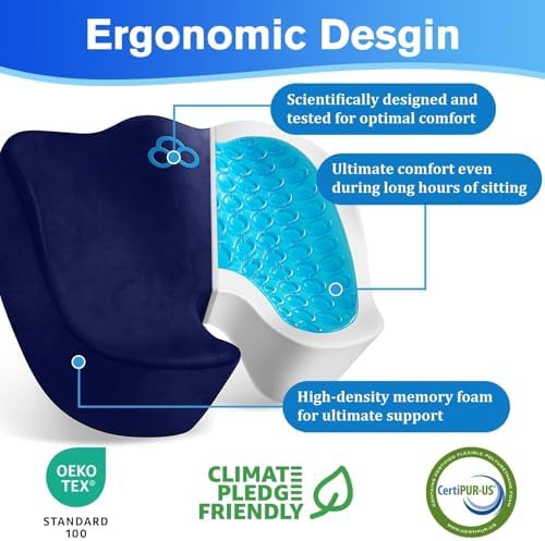 CushyOasis Seat Cushion, Office Chair Cushions, 5.28 in Thick (Blue) - Image 2