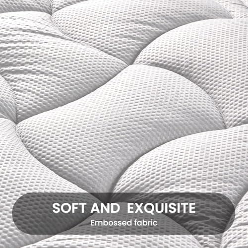SLEEP ZONE Cooling Queen Mattress Topper for Single Bed, Premium Zoned Quilted Mattress Pad, Fitted Mattress Protector Cover, Machine Wash Durable, Deep Pocket 8-21 inch (Silver Grey, Queen) - Image 4
