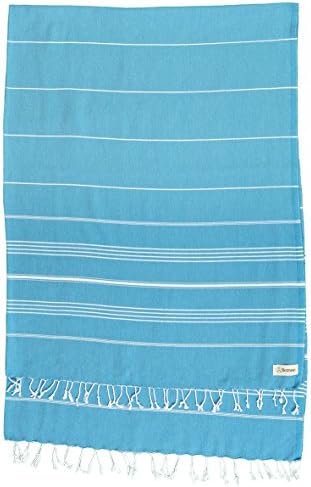 Bersuse Towels Anatolia XL Beach Blanket Throw Blanket Turkish Towel 100% Cotton Extra-Large Quick-Dry Lightweight Premium Peshtemal Towel - 61x82 Inches, Sea Blue by Bersuse