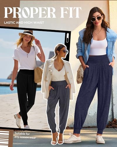 Ficerd 3 Pack Women's Joggers Loose Yoga Pants with Pockets - Image 2