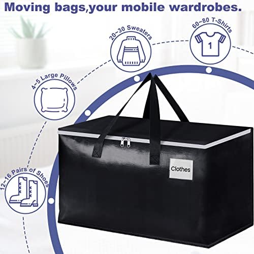 StorageRight Moving Bags, Moving Boxes, 93L 6-Pack Sotrage Bags Totes,Black - Image 4