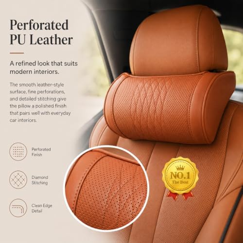 Memory Foam Car Headrest Neck Pillow-2 Pack，Orange - Image 4