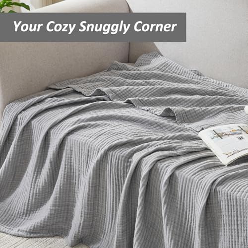 EMME Muslin Cotton Blanket Adults Heather Grey King 108" X 90" - Image 5