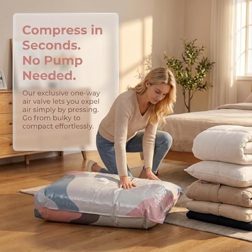 No-Pump Vacuum Storage Bags, Reusable Heavy-Duty Jumbo Vacuum Storage Bags for Bedding, Press & Seal, Vacuum Storage Vubes for Travel Home Organization (2pcs s+2pcs l) - Image 5