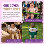 Shopping Cart Seat Cover for Baby, Beige Checkered - Image 2