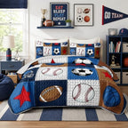 HOSIMA Kids Ball Patchwork Quilt Bedding Set Twin Size with 2 Pillowcases. by HOSIMA