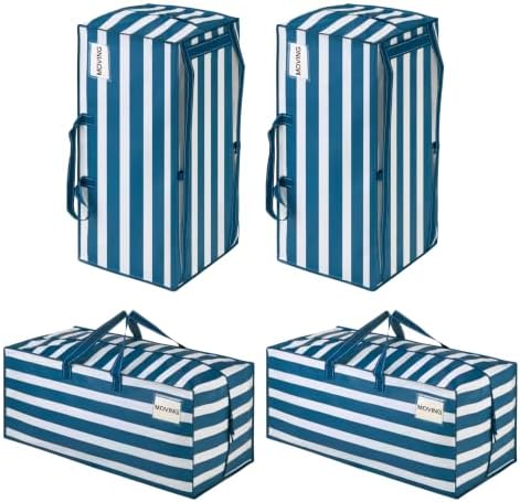VENO 4 Pack Heavy Duty Moving Bags with Backpack Straps, Zippers & Handles, Extra Large Packing Bags for College Dorm Essentials, Moving Supplies Alternative to Cardboard Moving Boxes by Veno