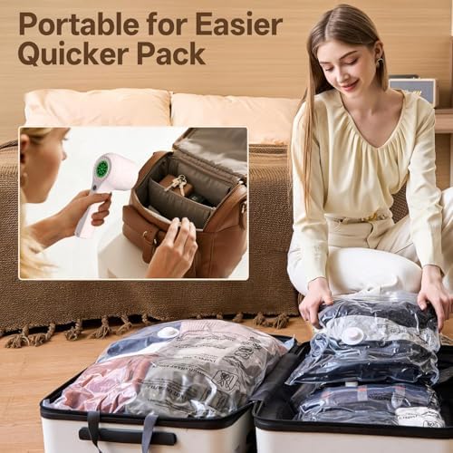 Travel Vacuum Storage Bag with Rechargeable Cordless Pump, 15 Pack Vacuum Seal Space Saver Bags for Clothing Clothes Luggage & Suitcase Compression Packing - Image 7