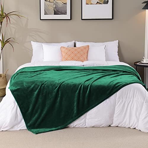 SOCHOW Flannel Fleece Blanket Queen Size, All Season Lightweight Super Soft Cozy Blanket for Bed or Couch, Green 90inch X90'' - Image 6
