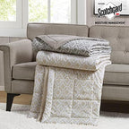 Madison Park Windom Down Alternative Blanket, Premium 3M Scotchgard Moisture Wicking Treatment, Lightweight and Soft Bed Cover For All Season, Diamond Dark Grey Full/Queen - Image 5