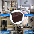 Bsketa Storage Ottoman Bench, 17" Folding Leather Foot Rest, Brown 2 Pack - Image 6