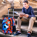 Kids Luggage for Boys 18", Carry on Suitcase with Wheels Soccer Red - Image 2