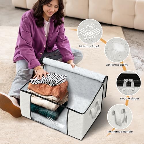 Fab totes 6 Pack Storage Bags for Clothes Blanket Storage Bins with Lids - Image 4